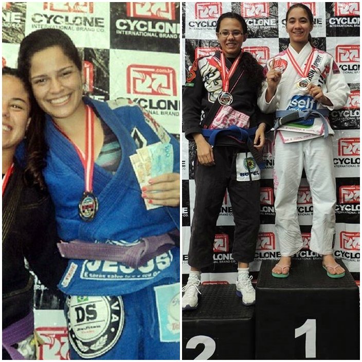 Atletas de Maricá conquistam Copa Cyclone de Jiu-Jitsu 5 Mariane Nunes (Esq.) e Mayssa Bastos (Dir.) no pódio. (Fotos: Divulgação)