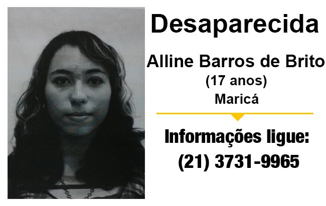 Mãe procura filha desaparecida há uma semana em Maricá 8 Alline Barros de Brito continua desaparecida.