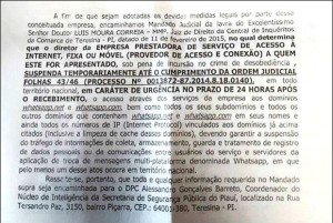 Desembargador derruba decisão de juiz que suspendia Whatsapp no Brasil 8 Sentença que suspendia o Whatsapp no Brasil.