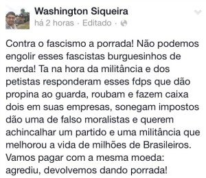 MP protocola denúncia contra Quaquá após defesa de 'porrada' contra adversários 7 Na publicação, Quaquá dizia: "Agrediu, devolvemos dando porrada."