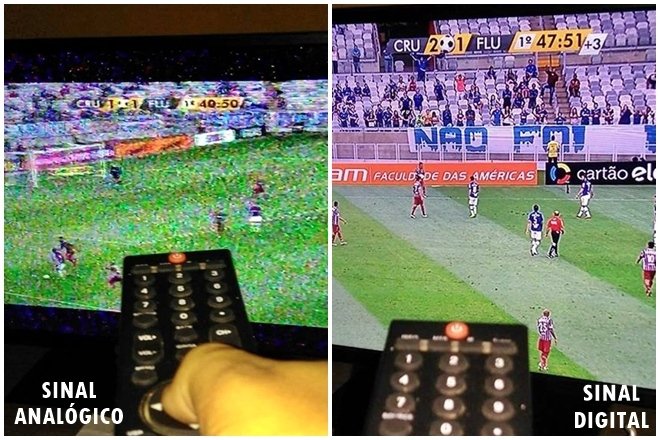 Sinal analógico de TV sairá do ar em Maricá 10 Diferença entre sinais analógico (esq.) e digital (dir.).