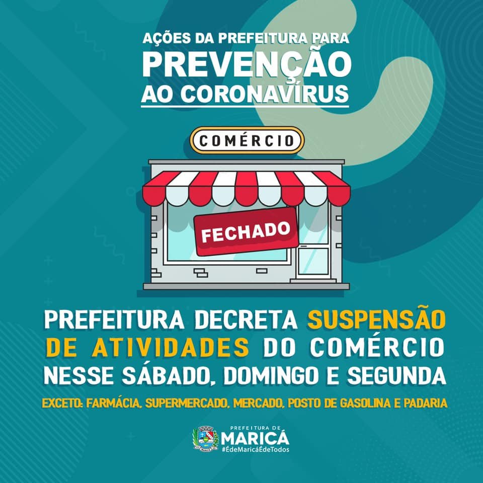 Maricá: Prefeitura decreta fechamento de comércios 8 comercios