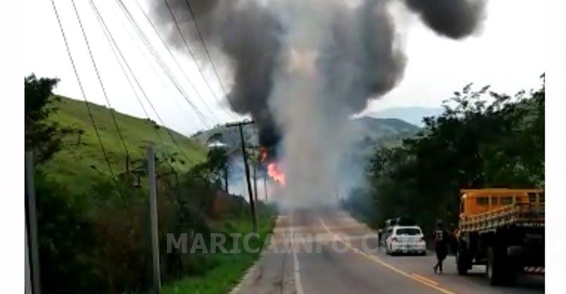 Caminhão pega fogo e interdita estrada entre Maricá e Itaboraí (vídeo) 8 fogo caminhao serra marica itaborai