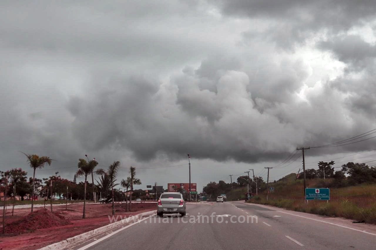 Maricá: Defesa Civil emite alerta com possibilidade de chuva forte com raios e rajadas de vento 10 Tempo Chuvoso Chuva RJ106