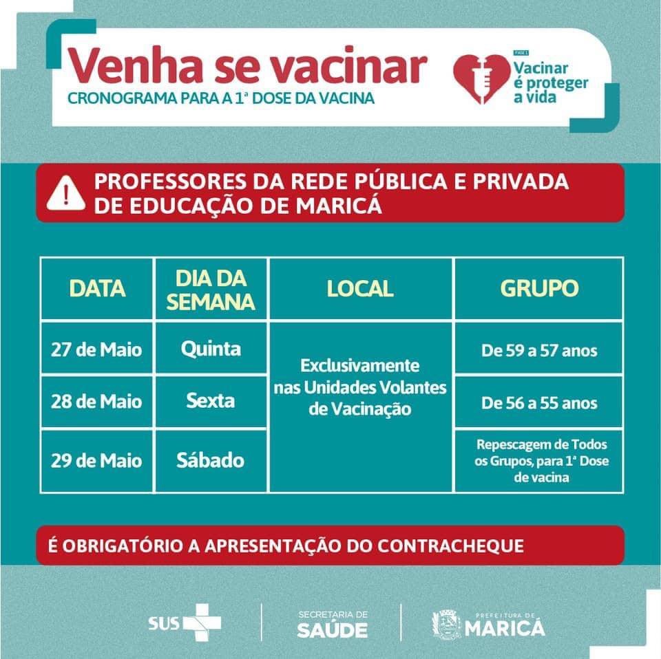 Maricá retoma vacinação com professores 10 vacina profe