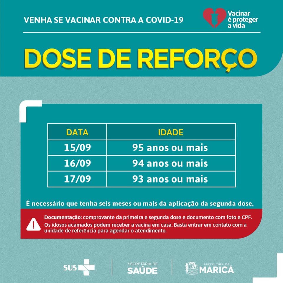 Maricá terá dose de reforço em idosos da vacina contra a Covid-19 8 dose de reforco marica