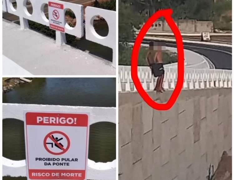 Maricá: Jovens são flagrados tentando pular da nova ponte de Ponta Negra 6 pulando ponte