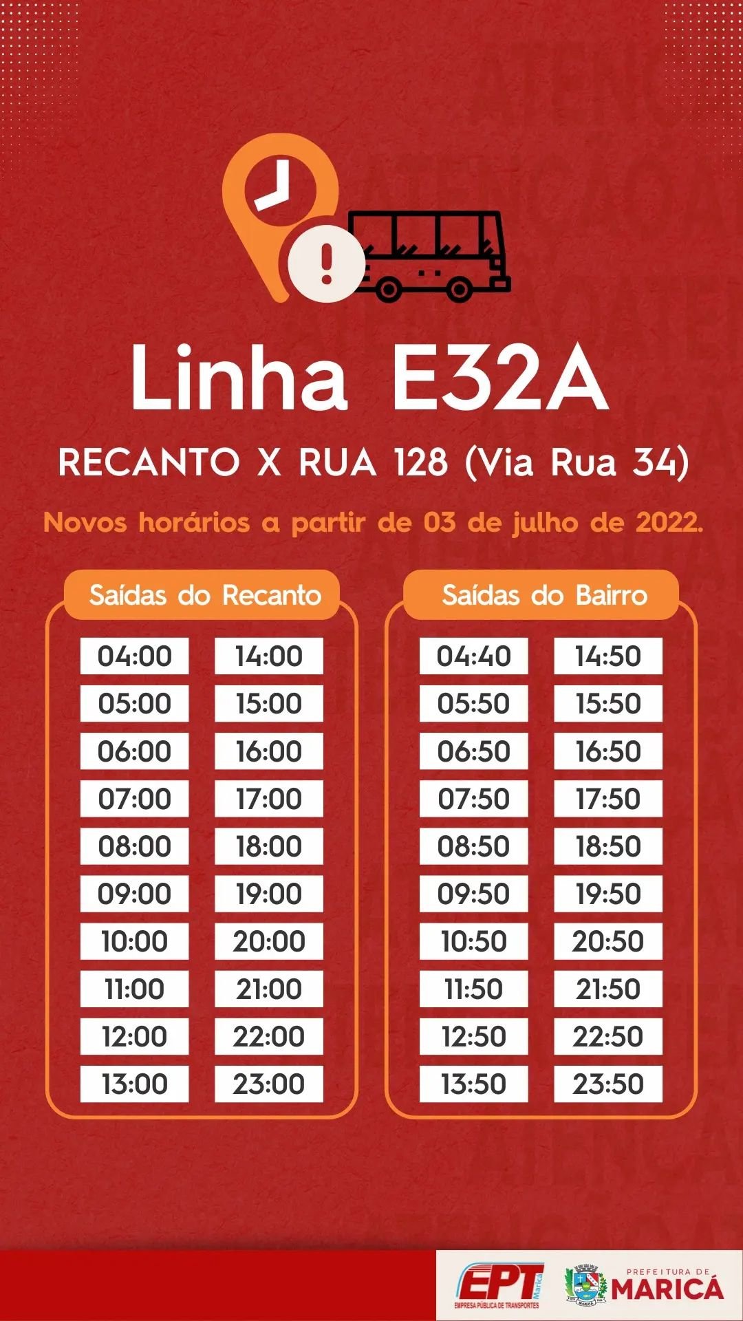 Itaipuaçu: EPT altera horários das linhas E32 e E32A 3 e32a