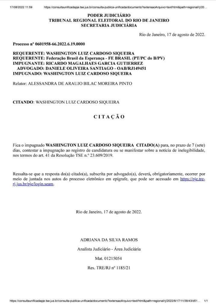 Maricá: Ex-prefeito Quaquá tem candidatura a deputado federal questionada na justiça; pedido foi do vereador Ricardinho Netuno 8 citacao quaqua