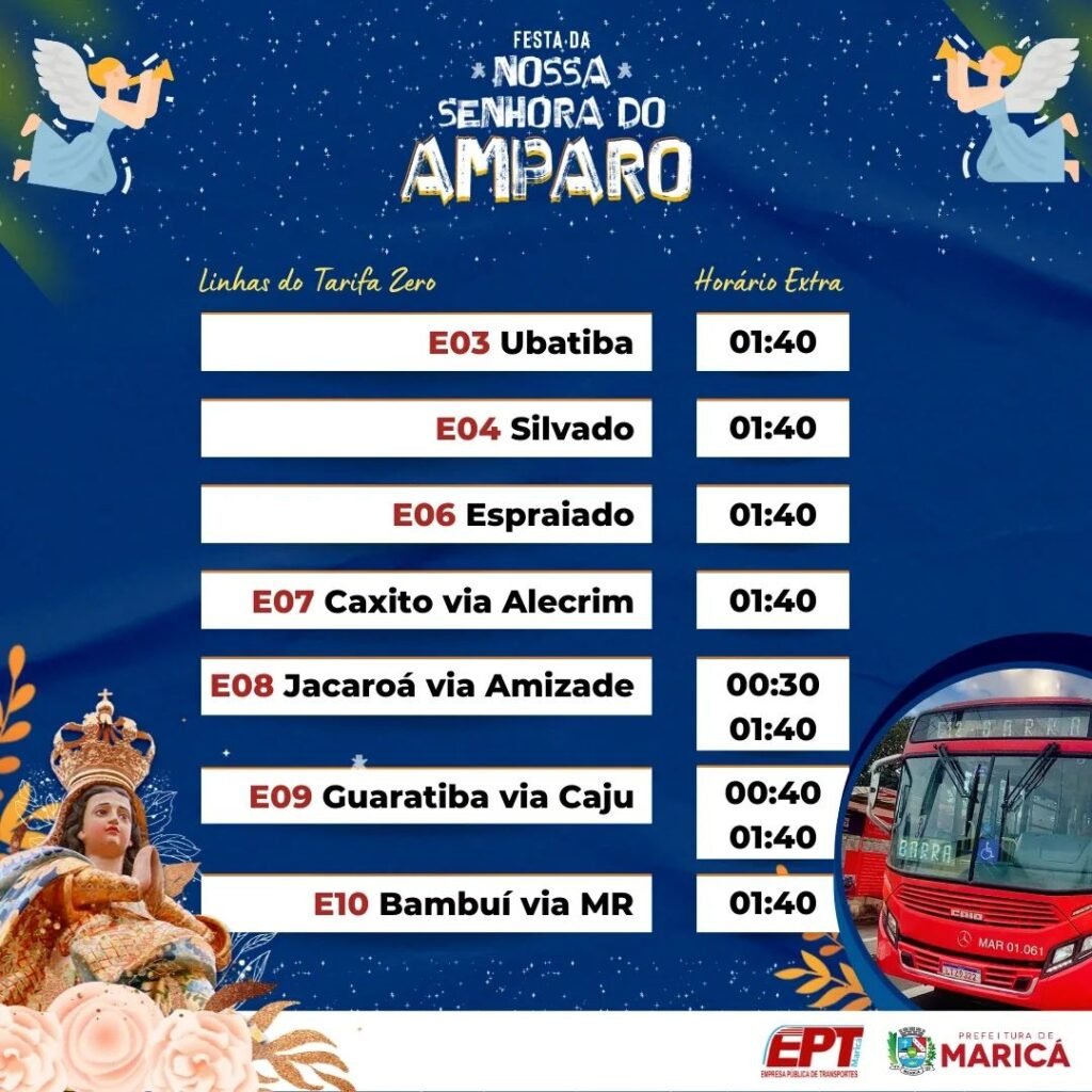 Maricá: Horários de ônibus serão ampliados para shows da Festa da Padroeira 9 horario2