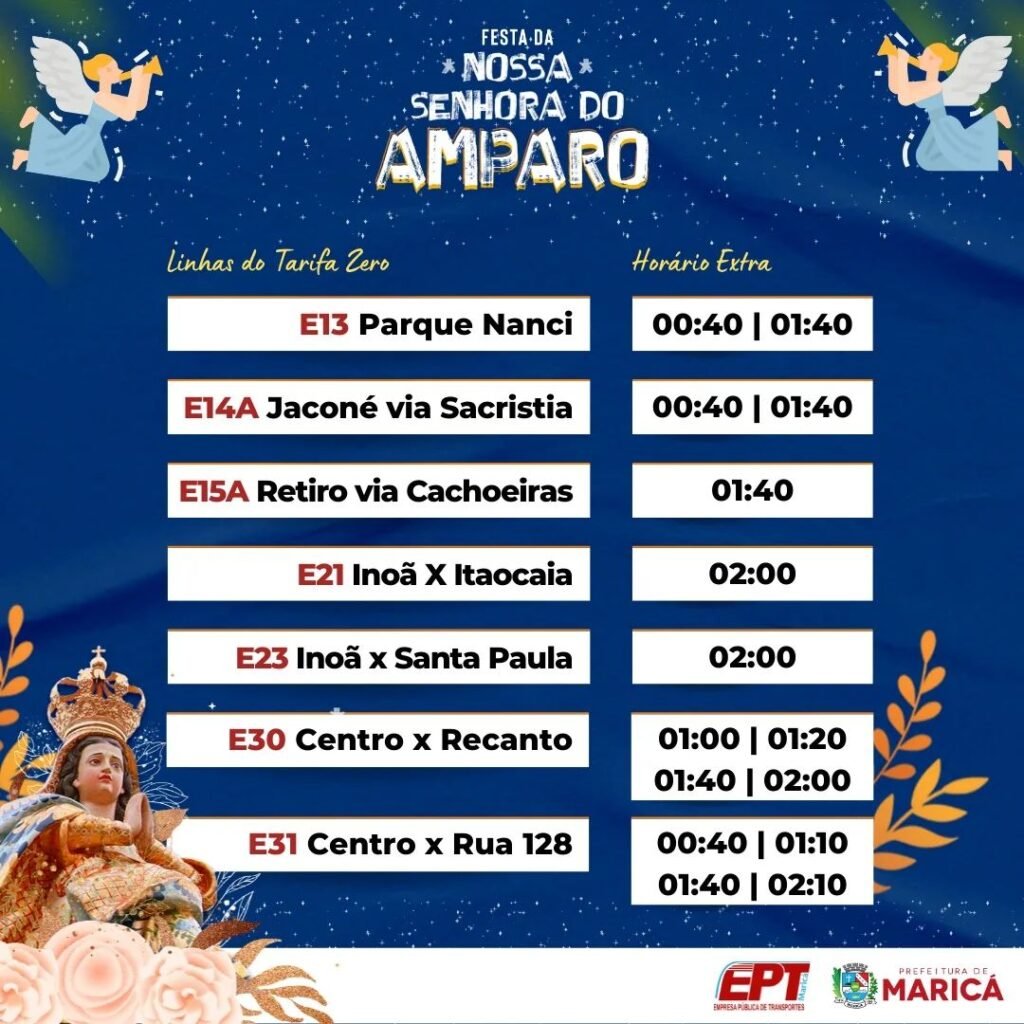 Maricá: Horários de ônibus serão ampliados para shows da Festa da Padroeira 11 horario4