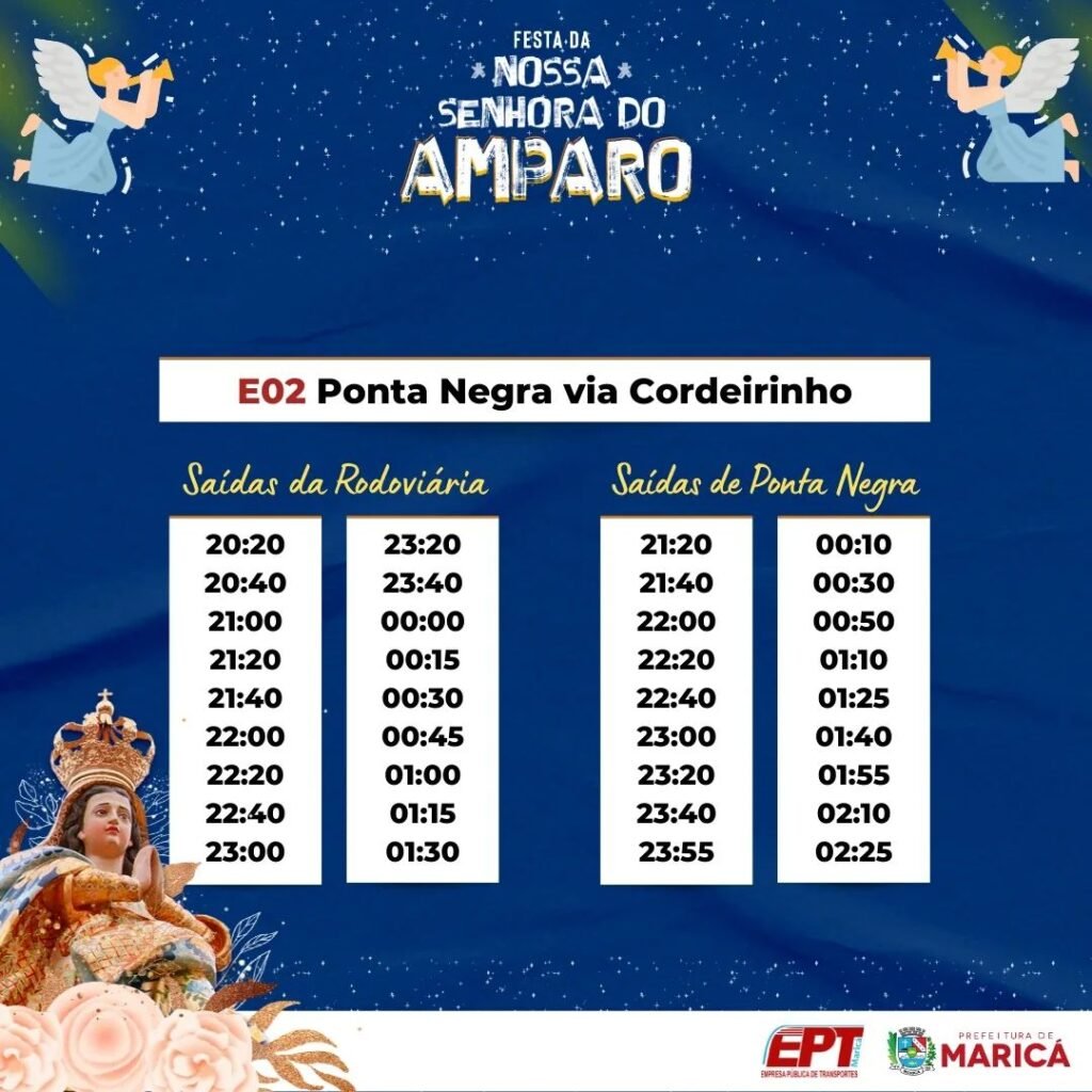 Maricá: Horários de ônibus serão ampliados para shows da Festa da Padroeira 8 horarios 1