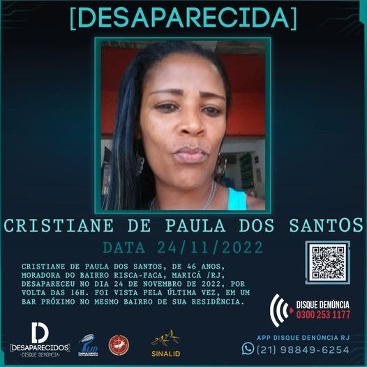 Familiares buscam Cristiane, desaparecida há mais de dois meses em Maricá (RJ) 10 cartaz cristiane