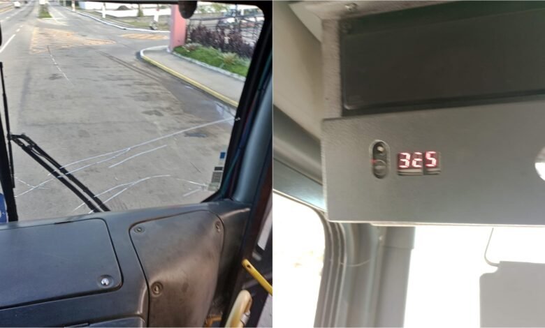 Maricá: Coletivo com para-brisas quebrado põe em risco passageiros da EPT 11 onibus fiel ept