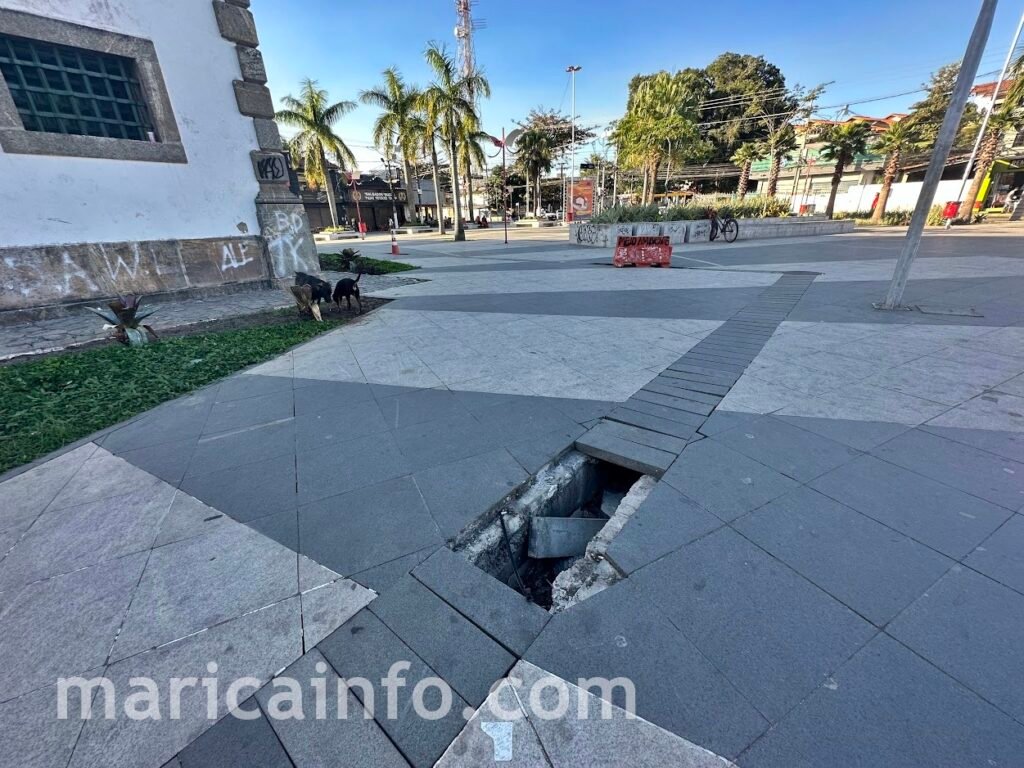 Maricá: Após dois anos de inauguração, praça central sofre com 'abandono' 9 Praca Orlando de Barros Pimentel risco julho 2023