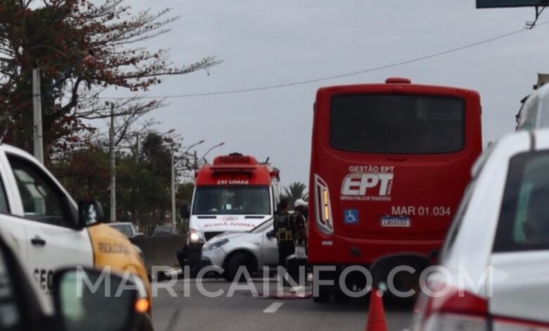Acidente envolvendo ônibus e carro de passeio na RJ-106 em Maricá 9 rj106