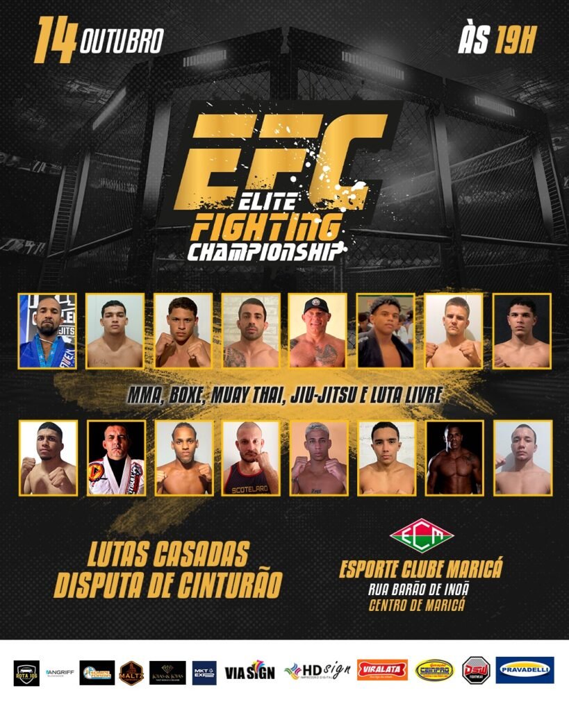EFC 2023: Evento de MMA acontece neste sábado (14) em Maricá e terá disputa de cinturão 9 EFC Cartaz 1