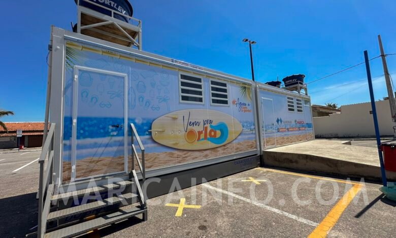 Maricá: Sanemar vai levar banheiros com fraldário e bebedouro para as praias 9 vem pra orla sanemar praia marica banheiro 1