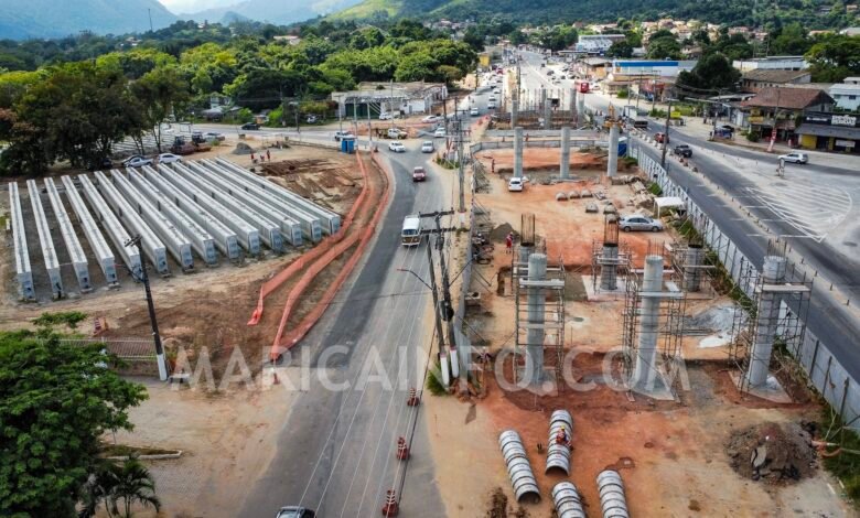 Maricá: Obras do elevado do Flamengo avançam; previsão é de conclusão até o final de 2024 8 Obras Elevado Flamengo Marica RJ 106 RJ 114 1