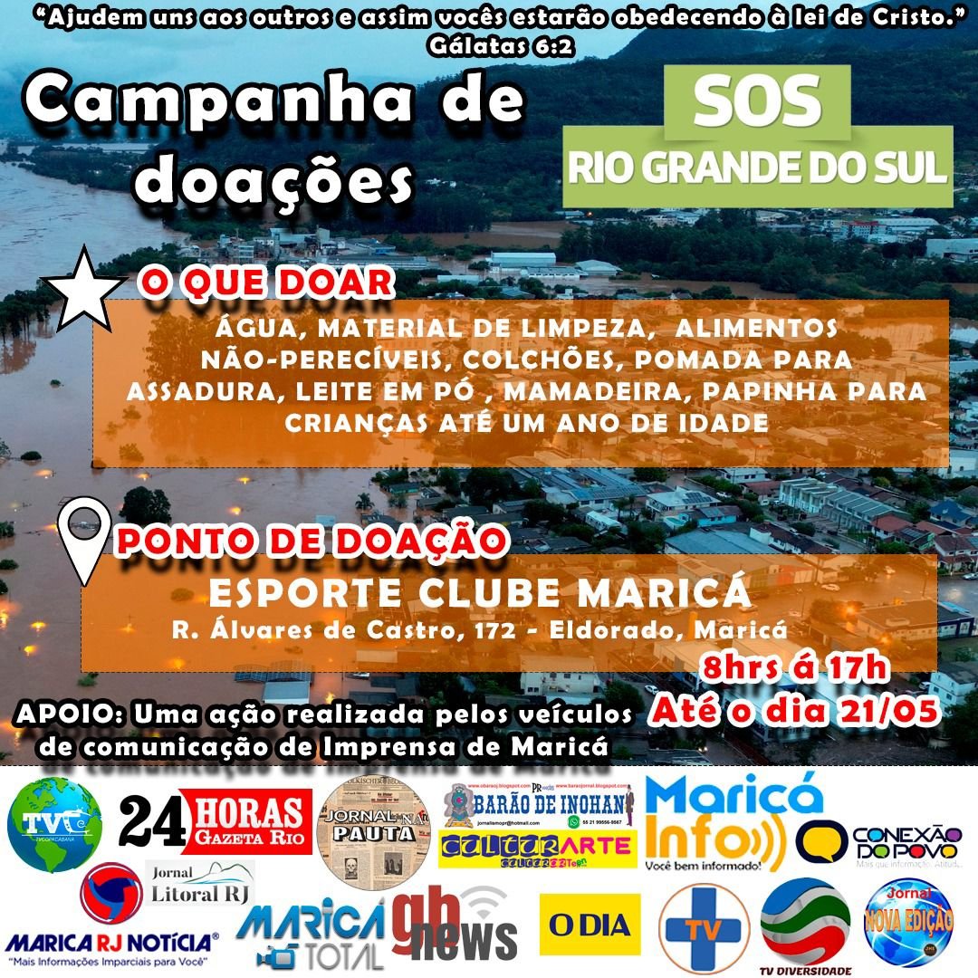 Maricá: Imprensa se une para arrecadar doações para vítimas da tragédia no RS 10 campanha doacoes rs