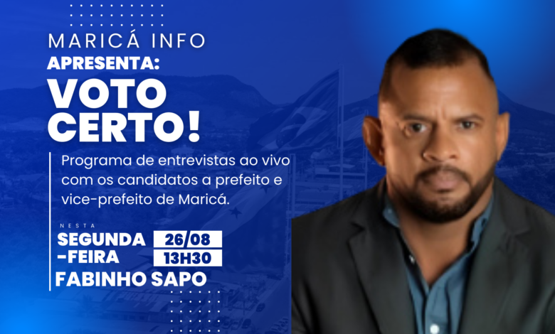 Maricá Info: Candidato Fabinho Sapo (PL) é entrevistado no programa 'Voto Certo!' 10 Fabinho Sapo programa Voto Certo
