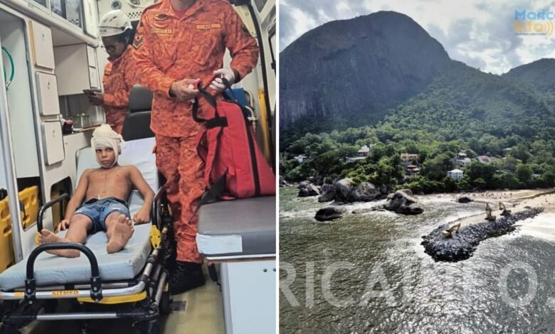 Itaipuaçu: Criança fica ferida ao pular de pedra no Recanto 8 menino recanto ita