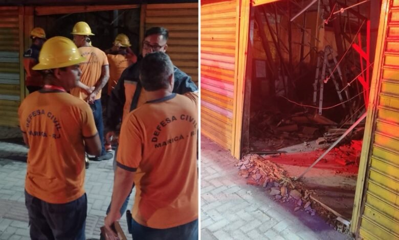 Teto de estabelecimento desaba no Centro de Maricá 9 desabamento