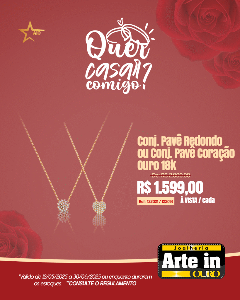 Maricá: Declare seu amor com uma joia da Arte in Ouro neste Dia dos Namorados 13 conj pave 1