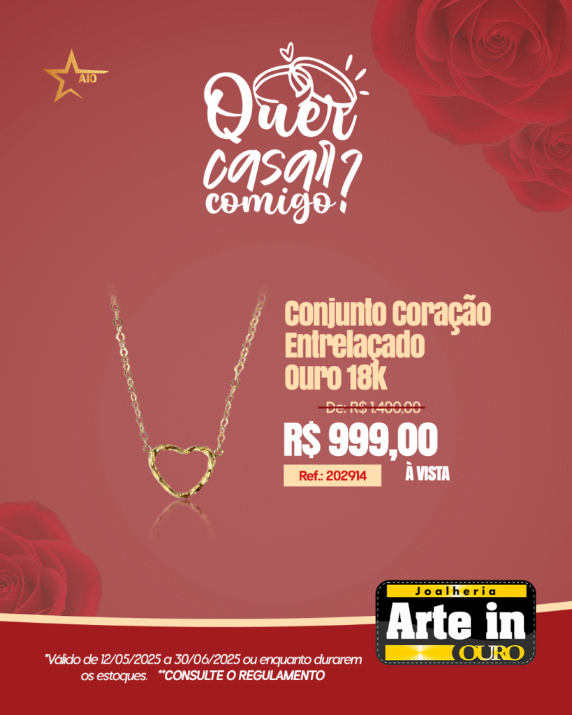 Maricá: Declare seu amor com uma joia da Arte in Ouro neste Dia dos Namorados 14 conjunto entrelacado 1