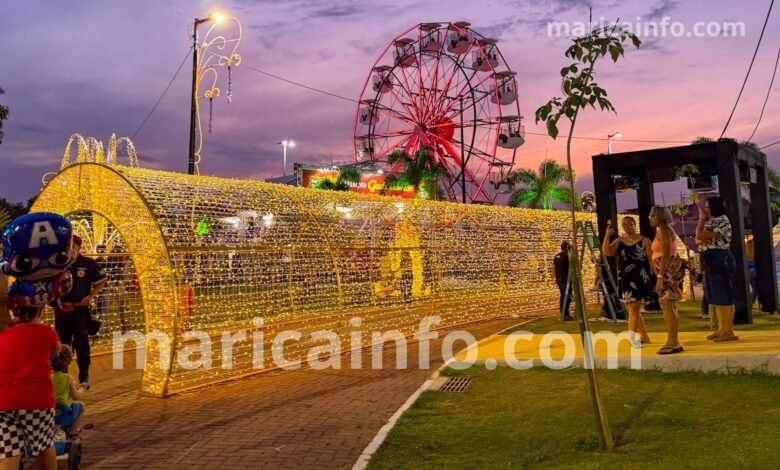 Maricá: Saiba como agendar os brinquedos do parque temático do Natal Brasilidade 5 Tunel de Led Parque Nanci Natal Brasilidade 2025 foto Joao Henrique Marica Info