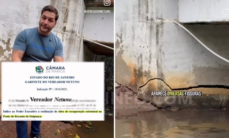 Itaipuaçu: Vereador Netuno alerta para risco de queda de ponte no Recanto; Defesa Civil avalia local 8 fissura ponte recanto
