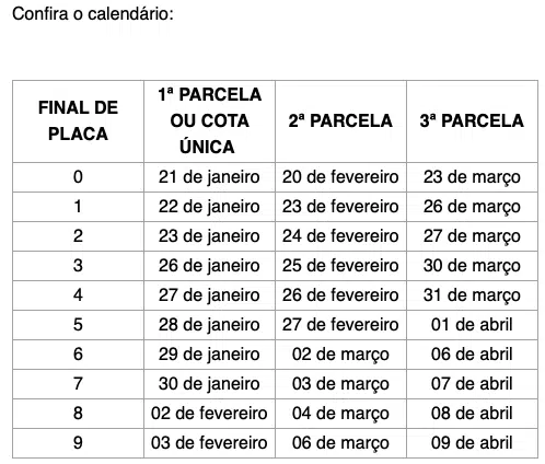 RJ: Confira o calendário de pagamento do IPVA 2026 por final de placa 9 Captura de Tela 2026 01 05 as 21.54.30