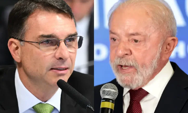 Lula lidera, mas cenário é de empate técnico em 2026, diz pesquisa 14 O presidente Lula e o senador Flavio Bolsonaro candidatos a Presidencia