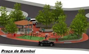 Moradores denunciam abandono em obra de praça em Bambuí 7 Projeto da nova praça de Bambuí.