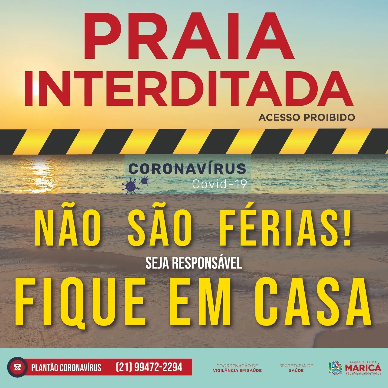Maricá: Prefeitura emite novo boletim sobre Coronavírus 7 praia interditada