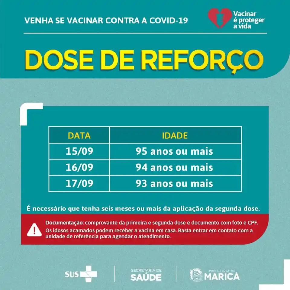 Maricá terá dose de reforço em idosos da vacina contra a Covid-19 8 dose de reforco marica