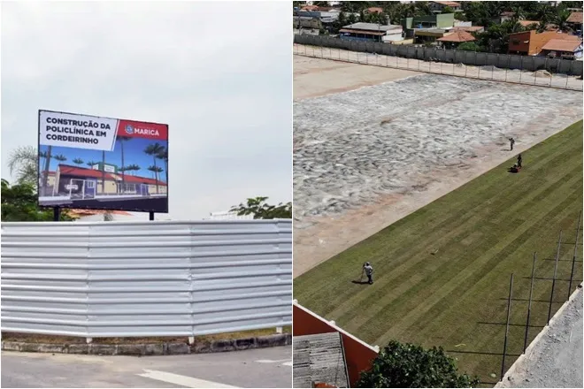 Maricá: Obras do Estádio de Cordeirinho avançam, enquanto as da policlínica estão paradas 9 obras cordeirinho