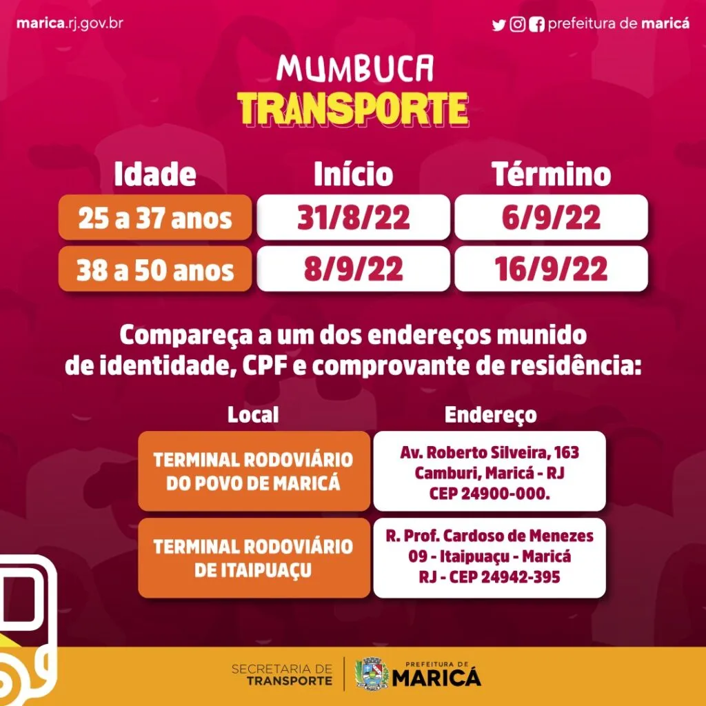Maricá: Mumbuca Transporte inicia cadastramento para moradores 7 cadastramento