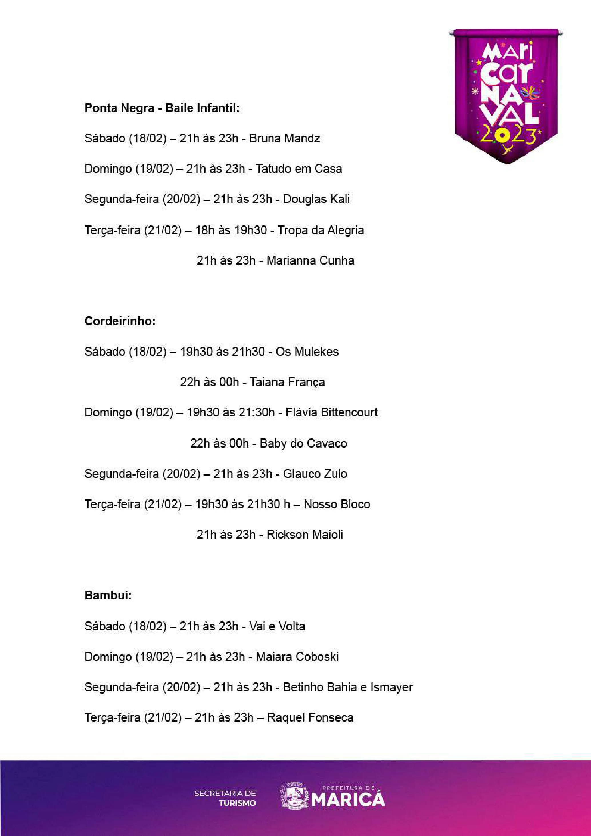 Confira a programação do Carnaval 2023 em Maricá 8 ProgramacaoCarnaval 2023 marica 2