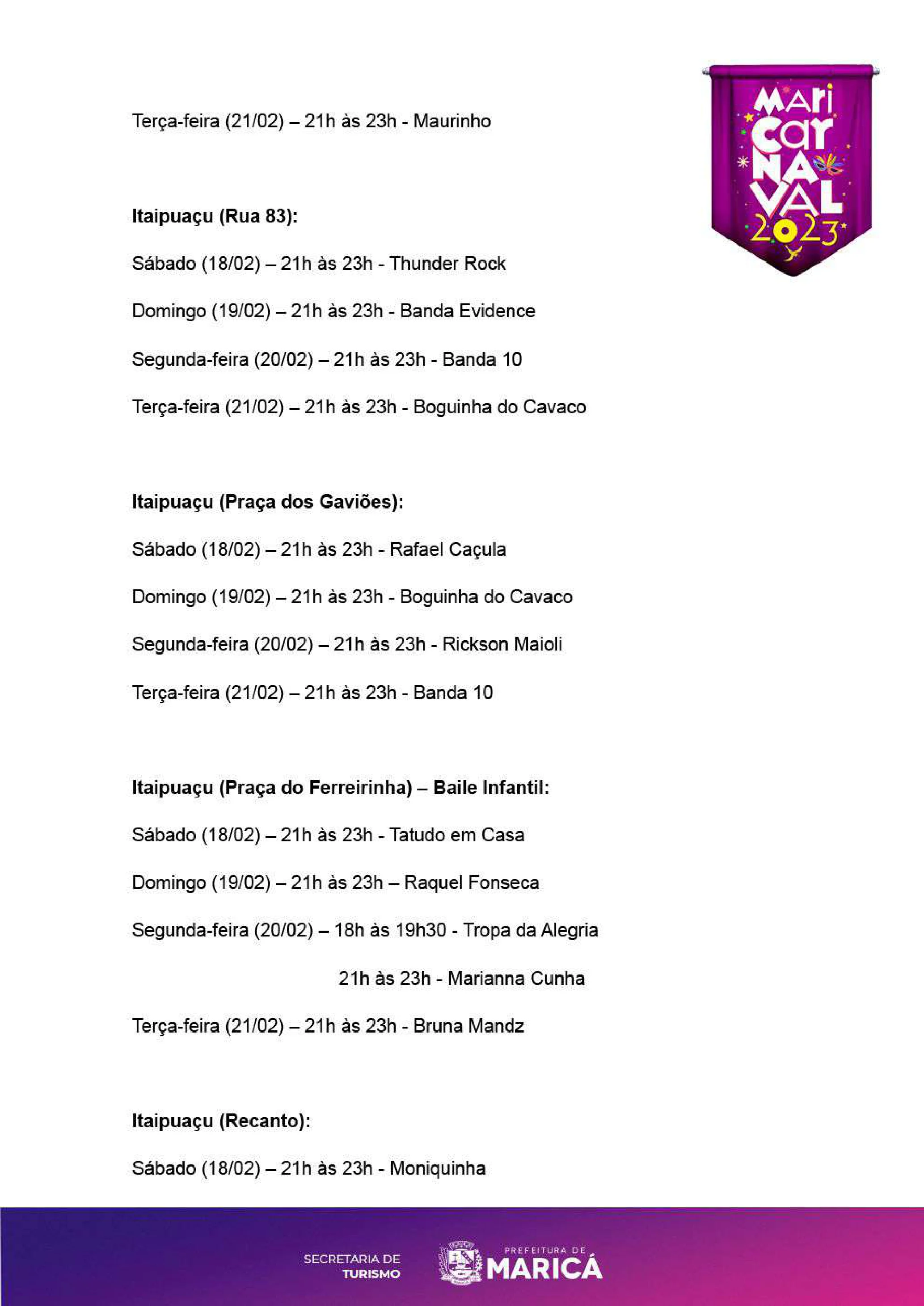 Confira a programação do Carnaval 2023 em Maricá 12 ProgramacaoCarnaval 2023 marica 6