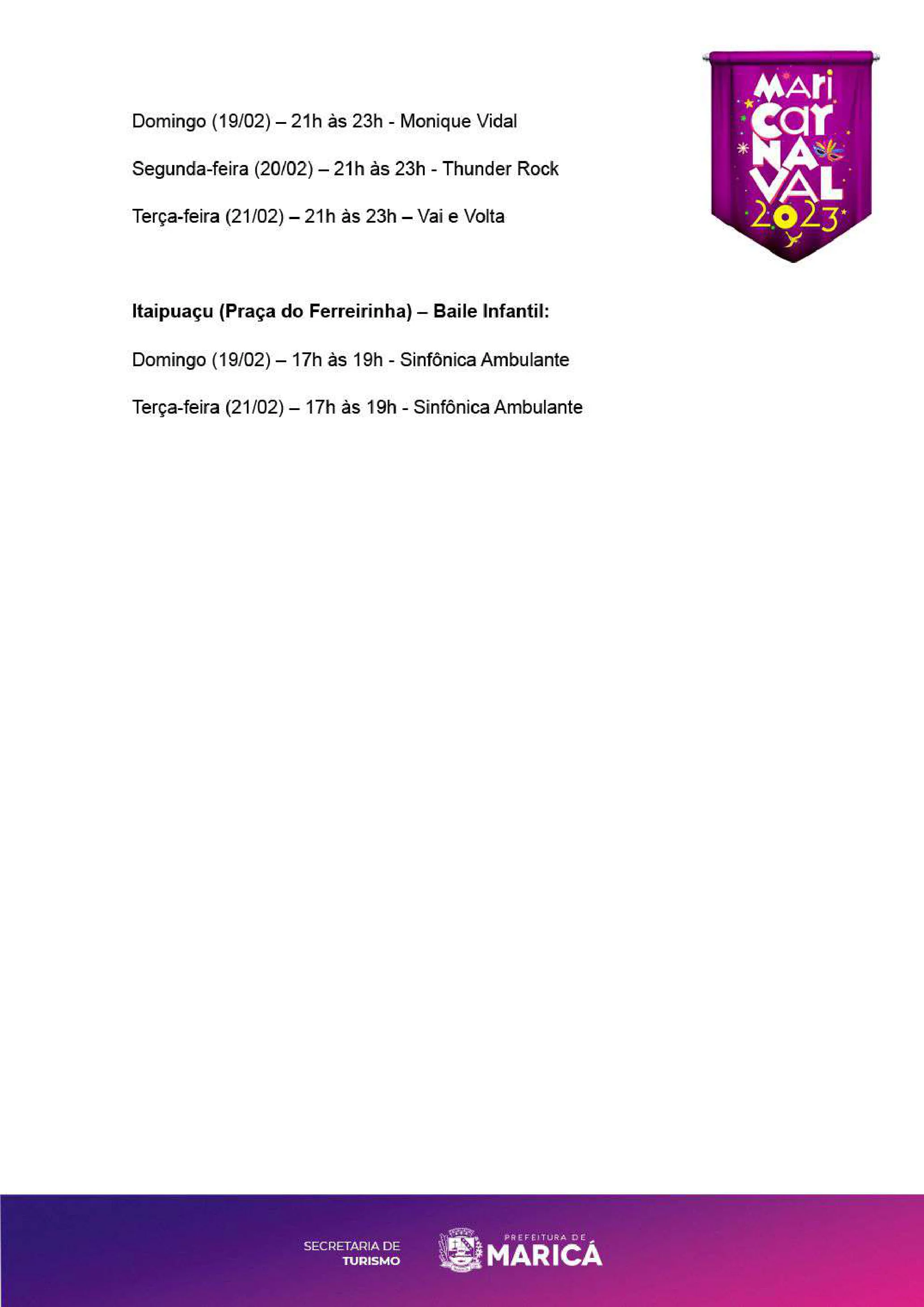 Confira a programação do Carnaval 2023 em Maricá 13 ProgramacaoCarnaval 2023 marica 7