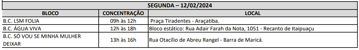 Maricá: Tradicionais blocos acontecem neste domingo de Carnaval; confira a programação! 10 programacao blocos domingo carnaval marica 2024 1