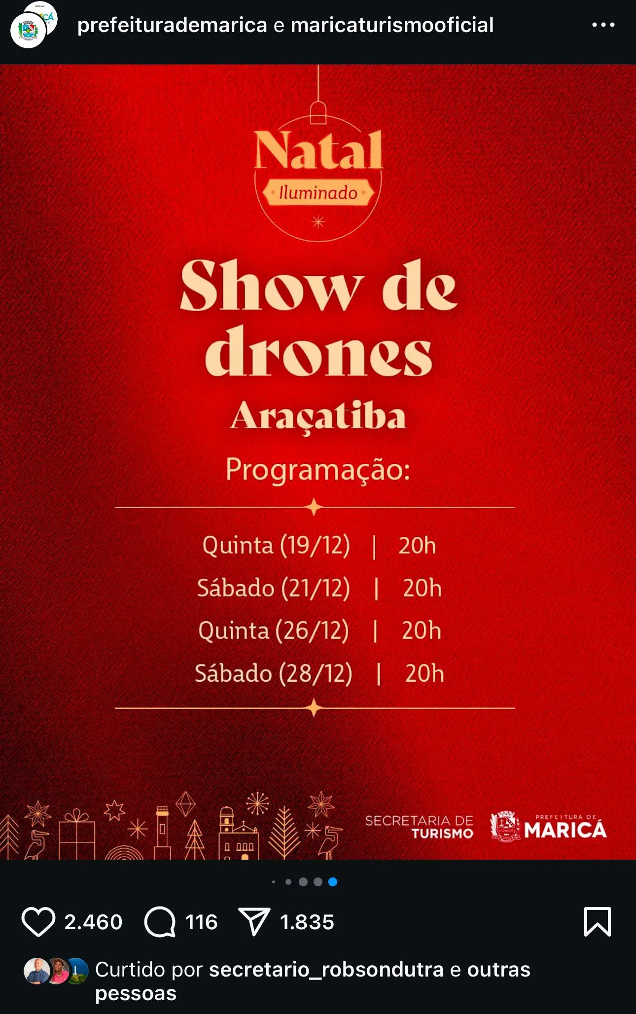 Maricá: Show de luzes de drones apresenta espetáculo 'O Quebra-Nozes' no céu de Araçatiba 7 imagem instagram da prfeitura de marica