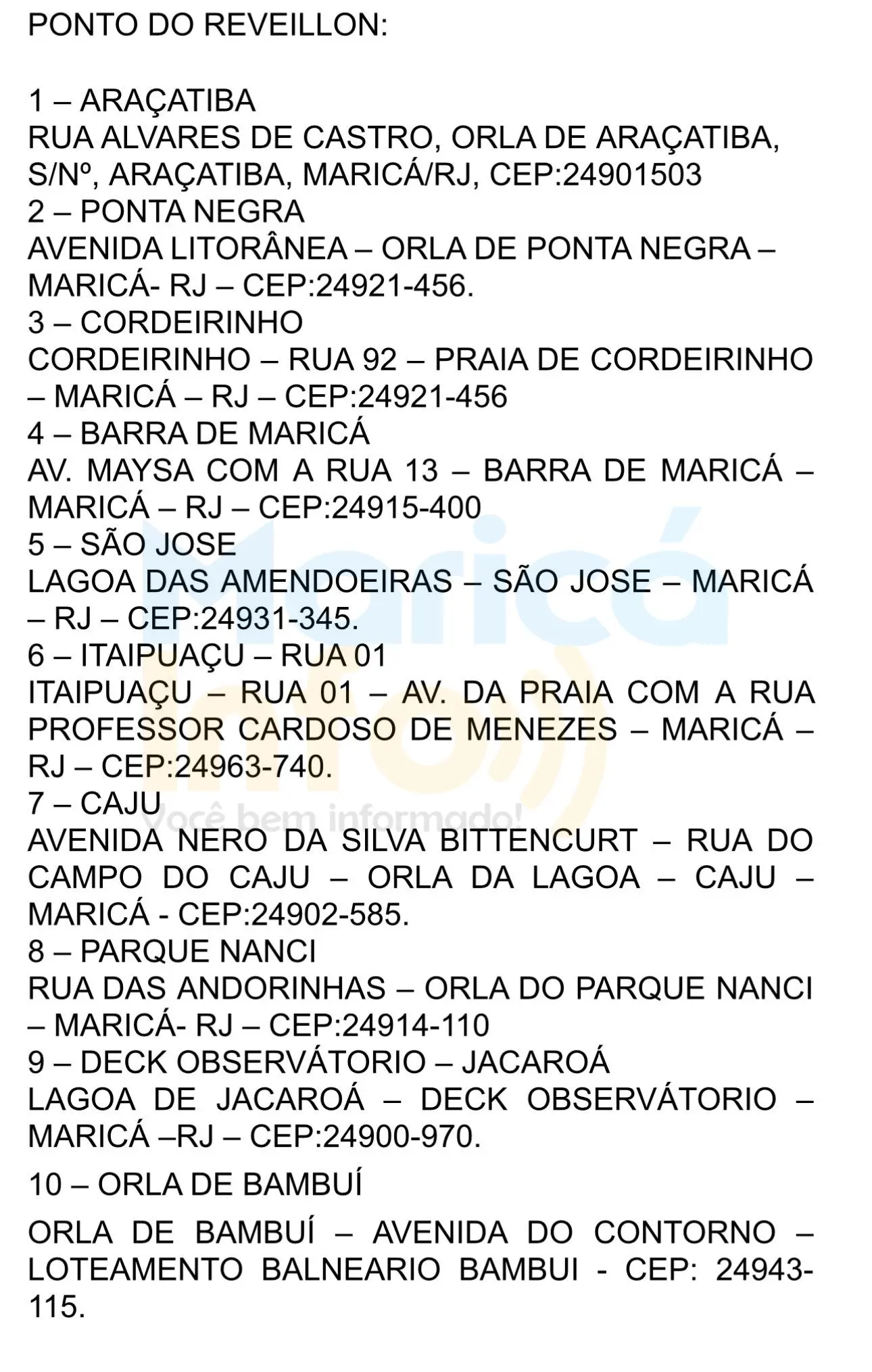 Barra de Maricá terá o palco principal do Réveillon 2025 9 pontos do reveillon
